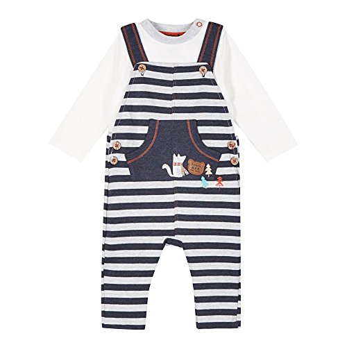 Rjr.John Rocha Designer Babies Grey Striped Dungarees And Top Set 3-6 Months
