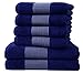 Produktbild Liness-Stripes 6 tlg Handtücher Set blau 4 Handtücher blau 50x100 cm 2 Duschtücher Badetücher 70x140 cm groß Handtuch Badetuch Duschtuch 100% Baumwolle Frottee Handtuch Set blau weiß gestreift