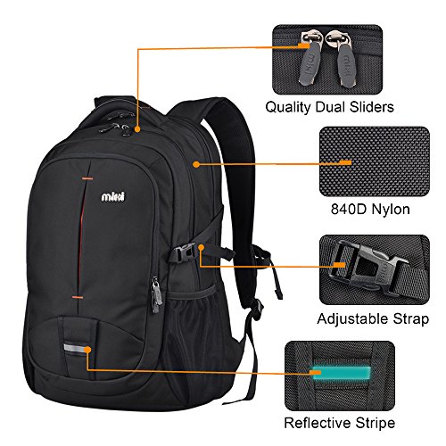 Mixi Tear/Wasser beständig Laptop Rucksack Schule arbeiten Business Reisetasche mit Dual Laptop Fächer, passend für die meisten 39,6 cm MacBook Computer und Tablets schwarz schwarz 20″ - 4
