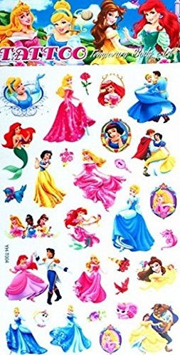 5 Bögen Cartoon Zeichentrick Prinzessin Tattoos Fake Tattoos Geschenk für Kinder - 5