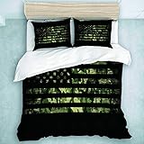 LOSUMIGE Parure de lit Adulte,Housse de Couette,Drapeau américain avec Camouflage Style Grunge,Multicolore, 1 Housse de Couette 200 x 200 CM + 2 Taies d'Oreillers 50 x 75 CM