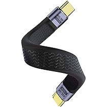 QIANRENON 40 Gbps USB C Breve Cavo USB4.0 Type C maschio a femmina Cavo piatti e flessibili, cavo di ricarica rapida PD 100 W, chip E-Mark integrato Trasmissione dati video HD 8K,12,9