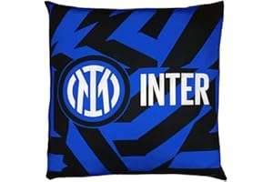 ZeroPlayer Unisex Inter Cuscino Da Salotto Nuovo Logo Doppia Grafica Logo + Inter, Poliestere, Adulto Unisex, Nero/Blu Cushion for living room, Black Blue, standard size UK