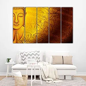 Inephos Multiple Frames Beautiful Buddha Wall Painting for Living Room, Bedroom, Office, Hotels, Drawing Room (150cm X 76cm)
