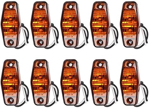 10x 24V 2 LEDs side outline amber orange marker lights truck tipper caravan trailer camper bus with chrome bezel