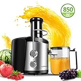 【Leistungsstark und Effizient】 Es gibt einen Motor mit zwei Geschwindigkeiten mit drei Einstellungen mit einer Leistung von maximal 850W, die in das Gerät integriert ist, um den Saft effizient zu extrahieren. 3 Einstellungen: 