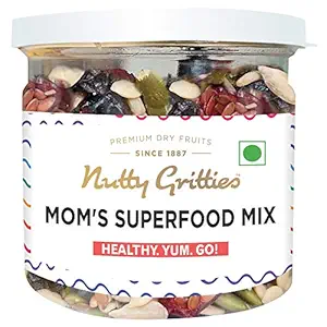 Nutty Gritties Moms Superfood - Roasted Almonds, Pumpkin, Sunflower, Watermelon, Flax Seeds, Black Raisins, Black Currant, Cranberries and Blueberries - Healthy Snack approved by Mothers - 100g