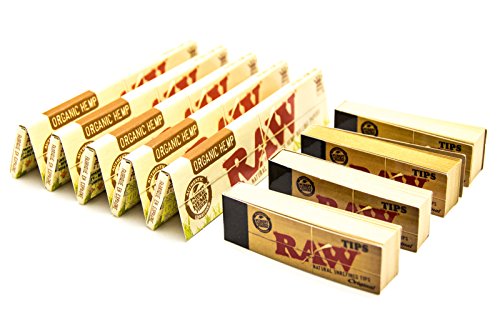 [5 Packs] RAW Organic King Size Rolling Papers mit [4 Broschüren] von Raw Rolling Tips