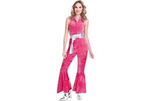amscan Adult Womens Disco Jumpsuits Fancy Dress Retro Party Costume
