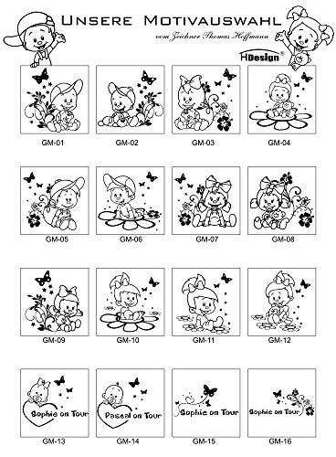 Babyaufkleber mit Wunschtext Motiv und Aufkleberfarbe zur freien Wahl (GM-Motive) - 2