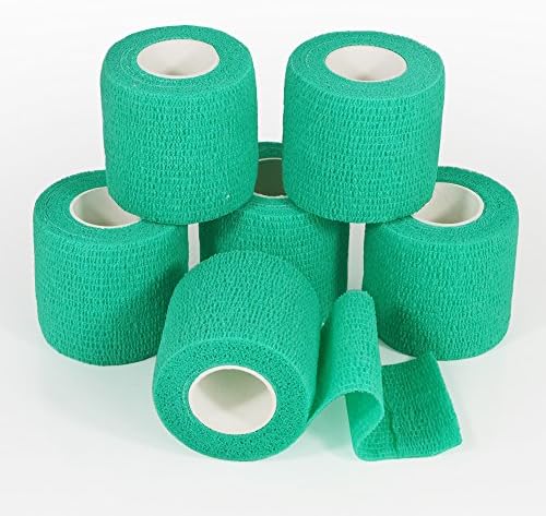 YuMai Adhesive Elastic Bandage Wrap Cohesive Tape Bandages 5CM x 2.5M - Pack of 6 FDA Approved ( Turquoise Color )