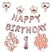 Price comparison product image Toupons Baby Shower Decorations Balloons, First Birthday Party Decorations For Girl 1st Party Decoration “HAPPY BIRTHDAY” Garland Bunting Banner Balloons Oh Baby Shower Decorations Rose Gold (1st)
