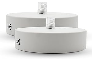 DOJA Barcelona | Rosone Lampadario Soffitto | Bianco | Confezione da 2 pezzi | Rosone per Lampadario da Soffitto 100x25mm | Rosone da soffitto | Metallo | Rosone Soffitto Moderno Rotondo