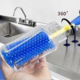 El cabezal del cepillo está hecho de silicona aprobados por la FDA, antibacteriano, seguro y verde, resistente al calor (hasta 248 °F) para limpieza en agua hirviendo.