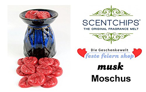 Preisvergleich Produktbild FesteFeiern® Duftwachs SCENTCHIPS / Aroma: MOSCHUS (MUSK) 12 Teile / Soja Wachs Blätter für Aromalampen Duftlampen Diffuser Stövchen Teelicht