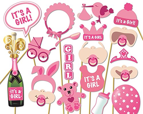 Savingmart 18pcs Photo Booth Props Diy Kit Baby Shower Girl Posing