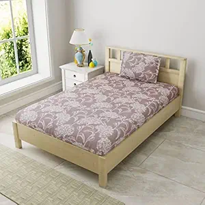 BS Exports Premium 100% Cotton Luxurious Floral Print Flat Bedsheet 210 Thread Count Single Size Bed Sheet with 1 Pillow Cases for Home Bedroom - 60*90 Inches (Multi 5)
