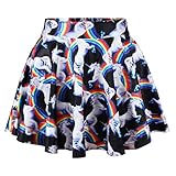 Dame Regenbogen Einhorn Vielseitige Dehnbar Rock Lässig Aufgeweitetem Schlittschuhläufer Rock
