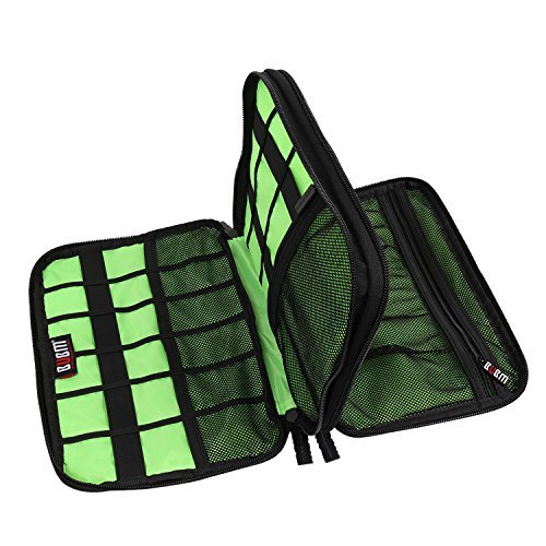 BUBM Universale Reisetasche Organiser Praktische Handtasche mit Doppelschicht für Elektronisches Zubehör/Ladegrät (Mittel, Schwarz) - 4