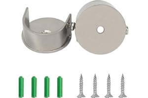ZOCONE 2 Pcs Recess Brackets for Curtain Poles with Screws Wooden Curtain Pole Brackets 28mm Stainless Steel Brackets for Poles, Silver