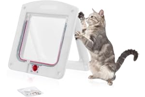 DKDXID Gateras para Puertas Gatos Entrada y Salida 24x20x3cm Plásticos Puerta para Gato con Cierre Trampilla para Gatos Pared Puerta para Perros Pequeños Puerta para Mascotas Gato Cat Door Pet-Blanco