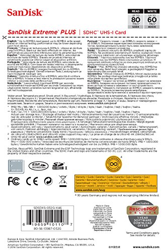 SanDisk Extreme Plus SDHC 32GB Class 10 Speicherkarte (UHS-I, bis zu 80MB/s lesen) - 5