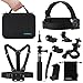 Produktbild Luxebell® Zubehör Kit für Sony Action Cam HDR-AS15 / AS20 / AS30V / AS100V / AS200V / Sony Action Cam HDR-AZ1 Mini Sony FDR-X1000V / W 4K-Kameras, Helm Schlaufenhalterung + Handheld Monopod ausdehnbarer Teleskop Pole + Brustgurt Berg + Floating-Handgriff-Griff + Fahrrad-Lenkstange-Einfassungs-Halter + Car Saugnapf + Flexible Stativ + Aufbewahrungstasche (8in1 Mit Tasche)