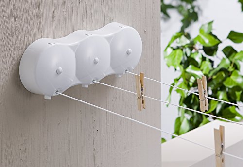 Wäscheleine Trockenleine Wandtrockner ein- und ausziehbar. Modell mit 3 ausziehbaren Wäscheleinen für drinnen und draußen. 3 x 5 m - 2