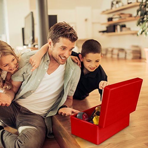 Universal Holzkiste mit Deckel für Aufbewahrung – Kiefer Rot Lackiert – ca. 30 x 20 x 14 cm – FSC zertifiziert – Venkon - 6