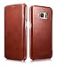 Produktbild Luxus Tasche für Samsung Galaxy S7 EDGE (5.5 Zoll) / SM-G935 / Case Außenseite aus Echt-Leder / Etui Innenseite aus Kunst-Leder / Modell: Luxury / Schutz-Hülle seitlich aufklappbar / ultra-slim Cover / Vintage Look / Farbe: Dunkel-Braun