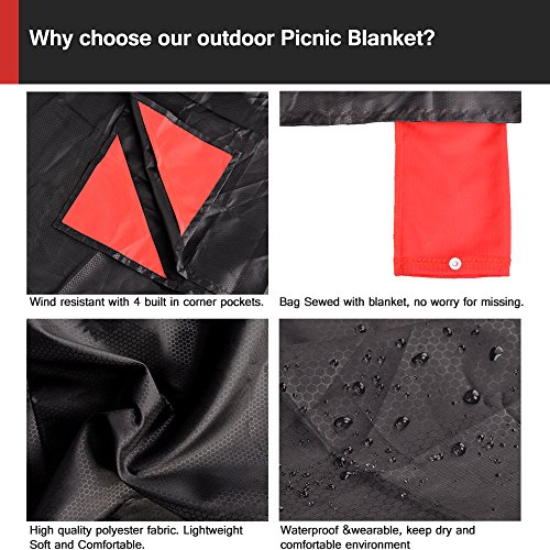 Tasche Picknick Decke, Olycism Geringes Gewicht Tragbare Wasserdicht Faltbare Picknickdecke für Draussen/Strand/Reisen/Camping/Wandern (3.6×5.2 ft) - 3