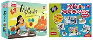 Funskool - Handycrafts Glass Painting, Arts and Craft for Creative Painting , 6 Years Above Girls an & Funskool Handy Crafts Pop Up Greeting Cards, Multi Color