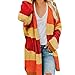 Produktbild GJKK Strickjacke Damen Herbst Winter Streifen Patchwork Kimono Langarm Elegante Warm Strickcardigan Pullover Mantel Elegante Warm Strickcardigan Cardigan Mäntel