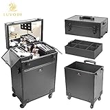 HD Spiegel und Berührungssensor ----- Das LUVODI Make up Gehäuse verfügt über HD Spiegel und Touchscreen im oberen Bereich. Die Spiegelgröße beträgt 34 x 21cm für perfekte Anzeige beim Schminken oder Frisieren unter dem Deckel des oberen Gehäuses. 4 LED-Streifenlichter im Spiegel werden durch den mittleren Berührungssensor für weißes und warmes Licht gesteuert