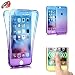 Produktbild Handyhülle für iphone 5S/5 Silikon,iphone SE Hülle 360 Grad Schutz Vorne Hinten Touch Case,SKYXD Rundumschutz Blau/Lila Farbverlauf Full Body Cover Gradient Dünne Weich Rückseite Handy Tasche Premium Backcover für Apple iphone 5/5S/SE