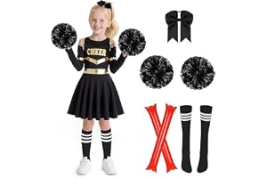 AYBUY Cheerleader-set för barn, Cheerleader-kostym med pompoms strumpor, pannband och Cheering-pinnar, Cheerleading-uniform f