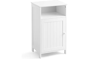 COSTWAY Mobile bagno, Armadietto Multiuso e Salvaspazio con Ante e Mensola Regolabile, Mobiletto in Legno per Soggiorno, Camera da letto e Ufficio, 40 x 30 x 70cm (Bianco)