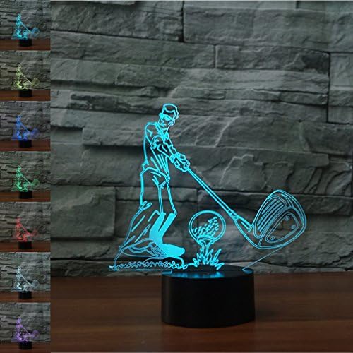 Mother's Day Gift Night Light 3D Beside Table Lamp Playing Golf Illusion, Jawell 7 Colors Changing Touch Switch Desk Decoration Lamps Birthday Christmas Gift Acrylic Flat &amp; ABS Base &amp; USB Cable