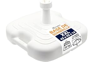 CIA&CO Base de Sombrilla XXL 45x45x14 cm · Rellenable hasta 25 kg · Rosca Universal Ajustable 18-38 mm · Sombrillas y Parasoles de hasta 2 metros · Asa Ergonómica · Uso Exterior Playa Jardín Terraza Piscina