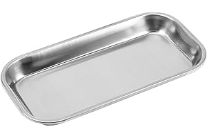 LIUKOUU Vassoio chirurgico medico 201 Vassoio per procedure dentali in acciaio inossidabile Vassoio per strumenti medici Vassoi chirurgici rettangolari per laboratorio clinico - Tipo piatto