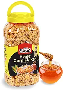 Swad Breakfast Cereal, Honey Corn Flakes with Real Honey (Zero Cholesterol, High Fibre Corn & Iron Rich) Jar, 300 g