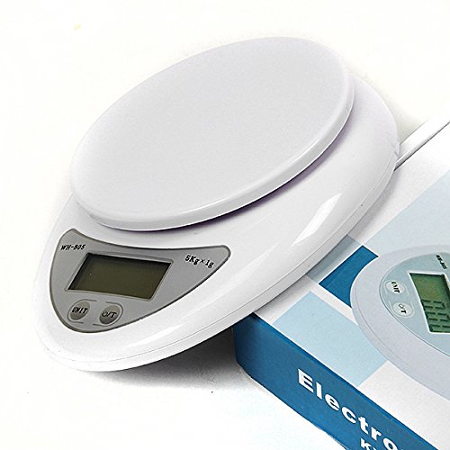 Elektronische Küchen Waage 1g – 5kg, Digitalwaage weiss, Platzsparend - 4