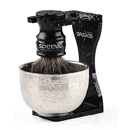 3pcs Shaving Set, Anbbas Black Badger Hair Shaving Brush, Quality Resin Handle and Dia 3.2" Shaving Soap Bowl 2 Layers Stainless Steel, Acrylic Resistant Shaving Stand Kit - Image 9