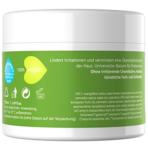 Hanf Creme – 40-60 mg CBD – Cannabidiol Hanföl Creme für irritierte Haut – biologisch angebauten Cannabis – 50 ml - 2