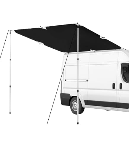 Katoenmix Tarp 260x240cm YourGEAR Motorhome Tarp 260 X 240 Auvent Avec Pôles D`installation Pour Campeur, Bus, Van, Voiture étanche 5000mm Zonnedak Camper