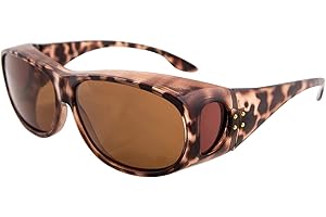 Overglasses by Remaldi Overglasses Women's Taupe Ladies fit Over Sunglasses wear Over Your Glasses polarised UV400 wrap Around Amelia Brown Lens Category 3, One Size