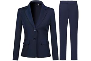 YYNUDA Women's 2-Piece Suit Office Blazer Trousers Two Buttons Formal Jacket