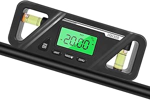 BeisDirect magnético digital inclinómetro Angle Finder Gauge nivel de burbuja de fondo imán datos Hold brillante pantalla LCD digital nivel de burbuja, 130x57x36mm (Negro)