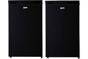 Igenix Freestanding Under Counter Larder Fridge & Freezer Set, Reversible Doors, 55 cm Wide, Black, 136 liters