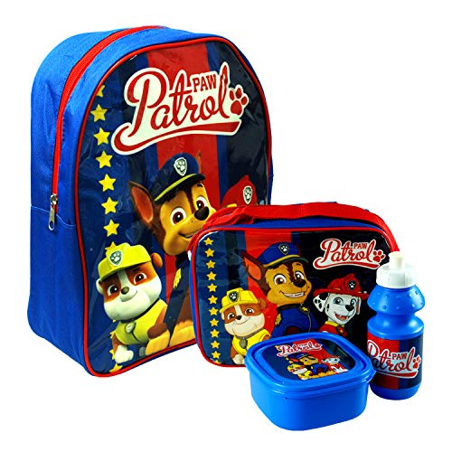 Nickelodeon Paw Patrol Ufficiale Bambini Scuola Viaggi Zaino, Borsa e Borsa per Il Pranzo (Blu)